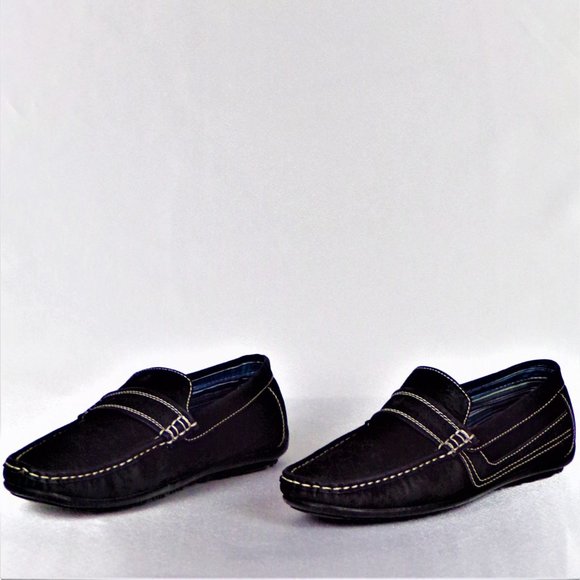 STEVE HARVEY CELEBRITY EDITION size 7 black flat-heel loafers all synth. mat. - Picture 6 of 16